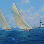 Katrina Races Past Brant Point Light 12x16