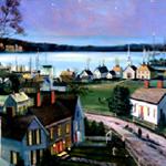 Sea Town in Moonlight 24x48